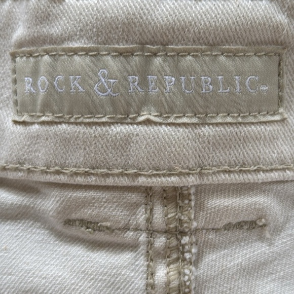 Rock & Republic Cream Denim Shorts size 8 - Picture 3 of 4
